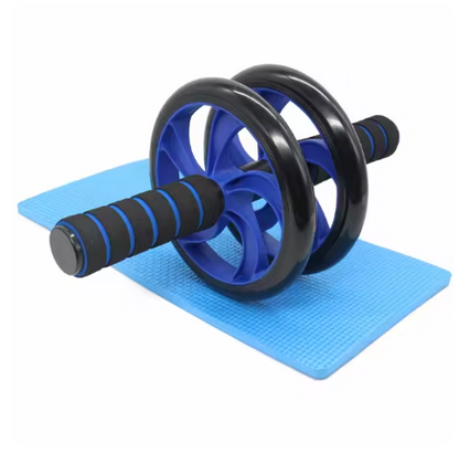Abdominal Exercise Roller - Classic Dual Wheel with Foam Handles - Includes Extra Thick Knee Pad