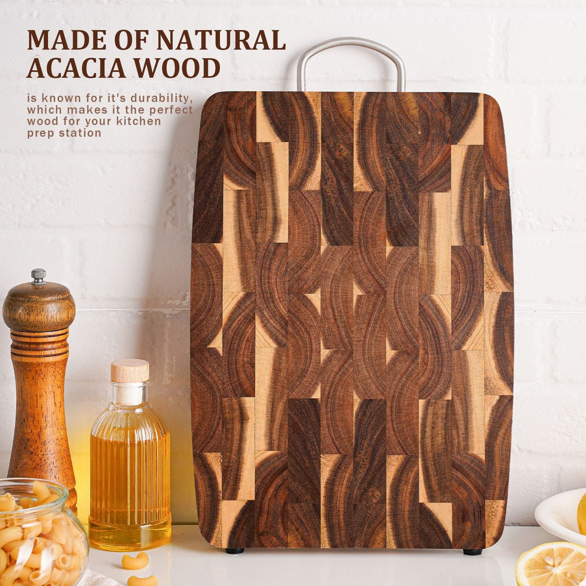 Wooden cutting board for household kitchen solid wood geometric grid cutting board