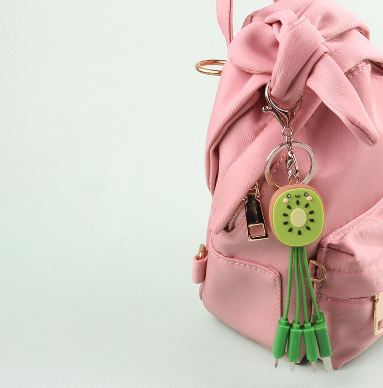 Kiwi Mobile Data Cable Healing Series Fruit Smile Keychain Universal Charging Cable 3-in-1