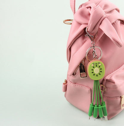 Kiwi Mobile Data Cable Healing Series Fruit Smile Keychain Universal Charging Cable 3-in-1