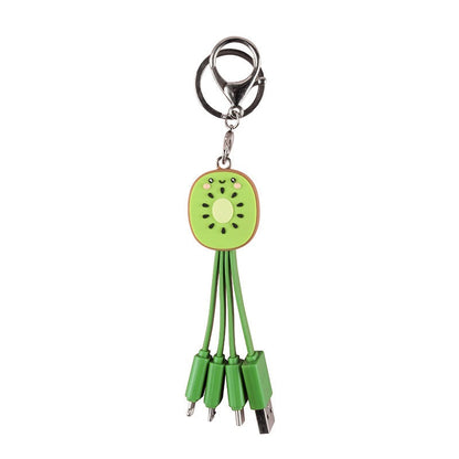Kiwi Mobile Data Cable Healing Series Fruit Smile Keychain Universal Charging Cable 3-in-1