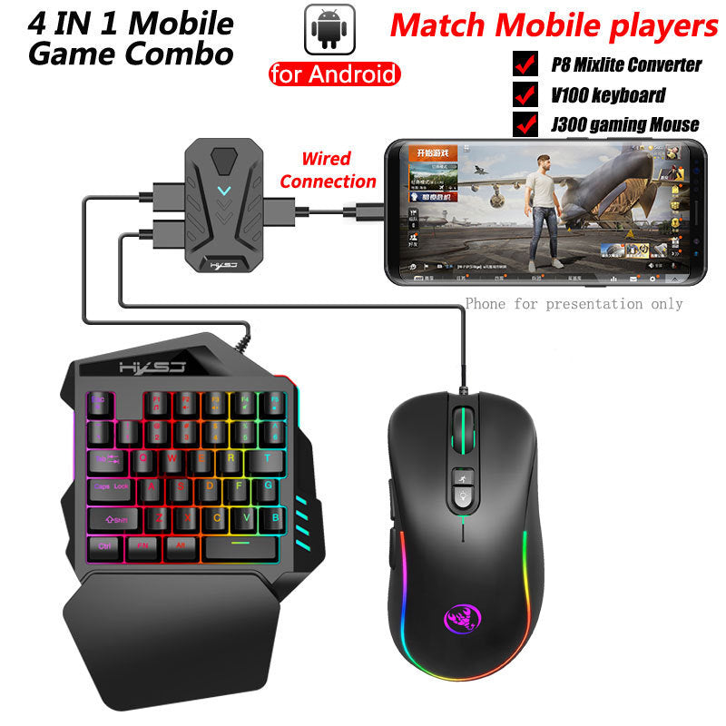 Wired Android Throne One handed Keyboard and Mouse Set Android Game PUBG Gun Converter
