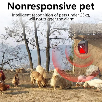 New Solar Alarm Light Human Body Sensing Remote Alarm To Drive Away Animals Solar Alarm Light