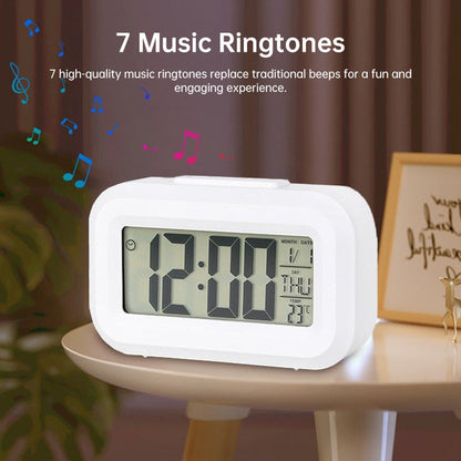 Mini Digital Alarm Clock: LED Backlight, Calendar, Snooze, Data Display