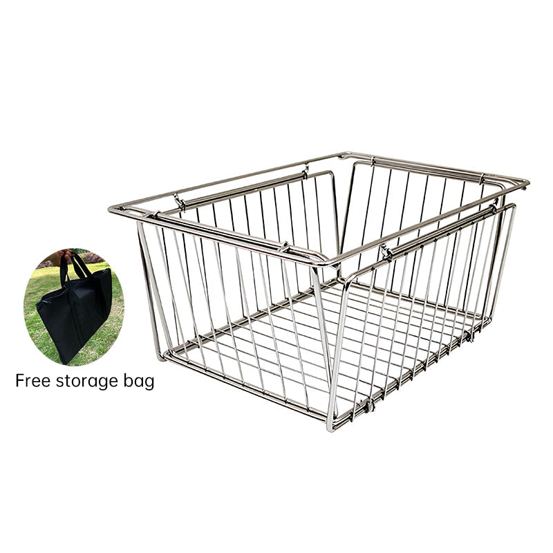 IGT Stainless Steel Folding Basket: Drain & Wash, Ideal Camping Table Accessory.