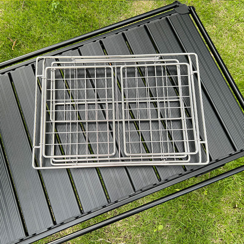 IGT Stainless Steel Folding Basket: Drain & Wash, Ideal Camping Table Accessory.