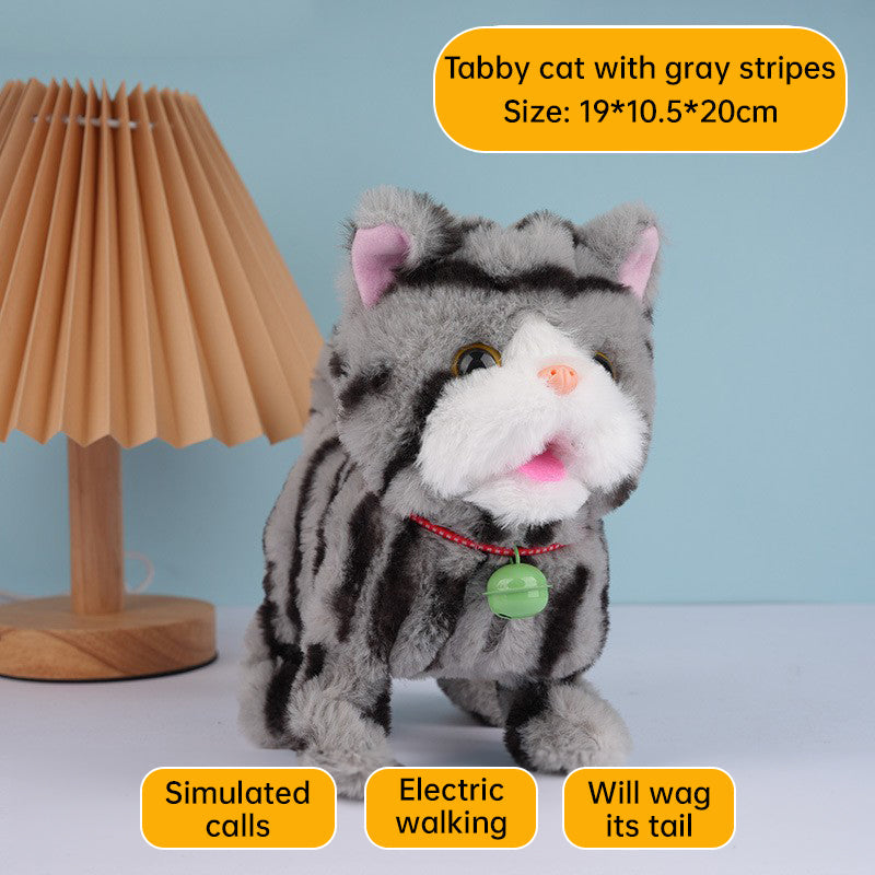 Realistic Electronic Cat Toy with Walking & Barking Actions to Keep Your Pet Active and Entertained.