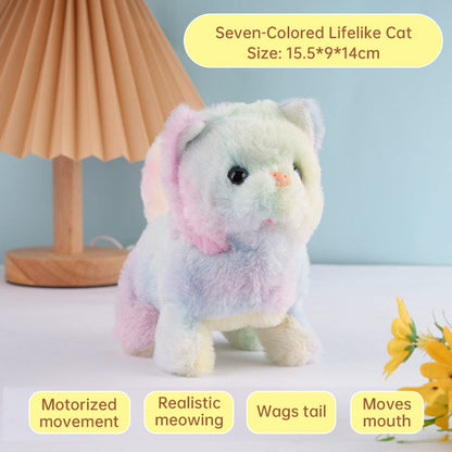Realistic Electronic Cat Toy with Walking & Barking Actions to Keep Your Pet Active and Entertained.