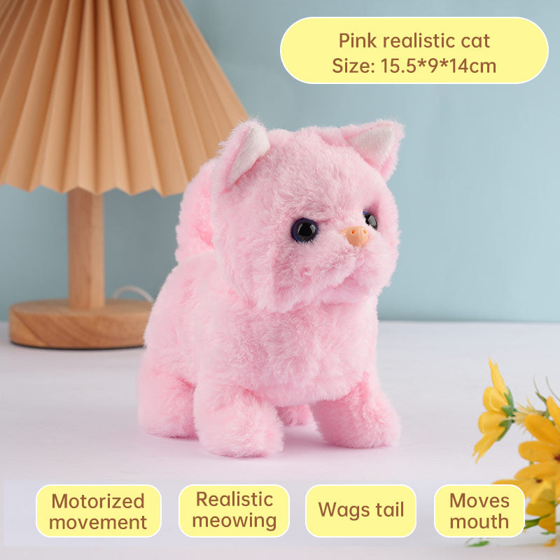 Realistic Electronic Cat Toy with Walking & Barking Actions to Keep Your Pet Active and Entertained.