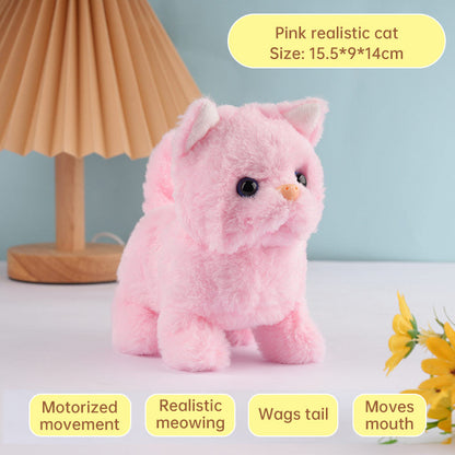 Realistic Electronic Cat Toy with Walking & Barking Actions to Keep Your Pet Active and Entertained.
