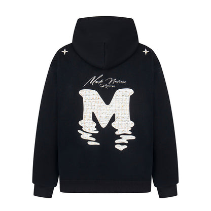 Alphabet patch embroidered hooded sweatshirt