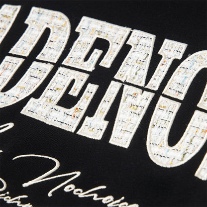 Alphabet patch embroidered hooded sweatshirt