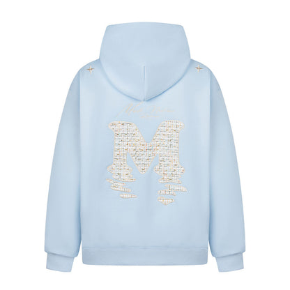 Alphabet patch embroidered hooded sweatshirt