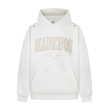 Alphabet patch embroidered hooded sweatshirt