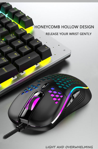 2.4G Wireless Cave Mouse Lightweight Gaming Mouse with Luminous 7 Color Breathing Light Computer Accessories