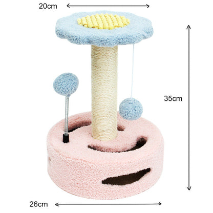 Sunflower Cat Tree – Small Cat Climbing Tower with Scratch Posts & Ball Toy