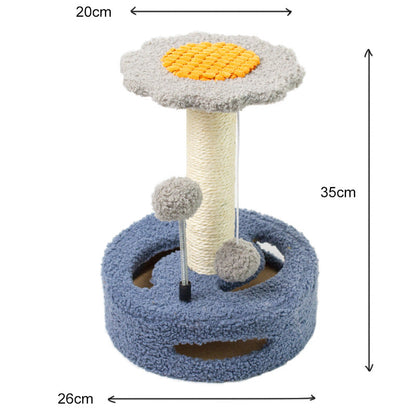 Sunflower Cat Tree – Small Cat Climbing Tower with Scratch Posts & Ball Toy