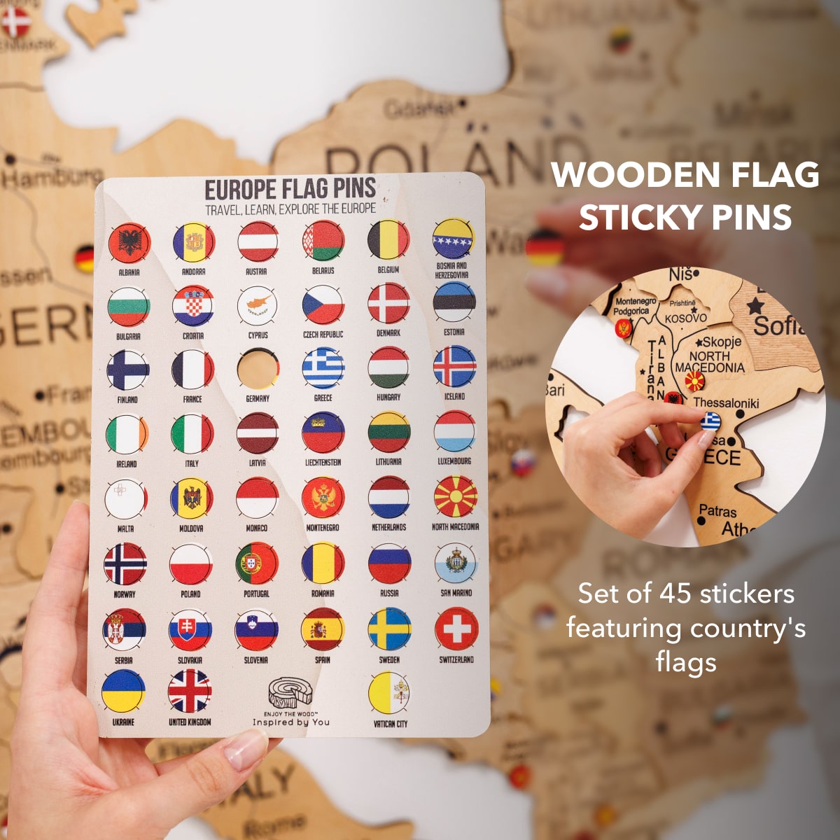 3D Europe Wooden Map Gold