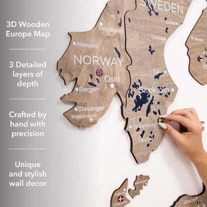 3D Europe Wooden Map Terra