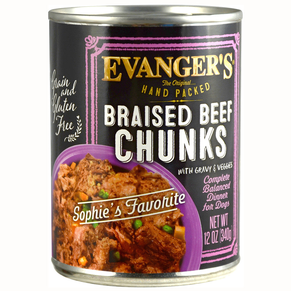 Evanger's All Life Stages Braised Beef with Gravy Wet Dog Food (12oz)
