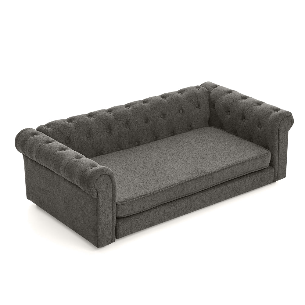 Modern Elevated Rectangular Pet Bed with Linen Upholstery - Choice of Color