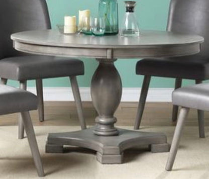 Waylon Dining Table with Turned Pedestal Base - Gray / Oak