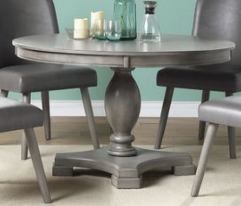 Waylon Dining Table with Turned Pedestal Base - Gray / Oak