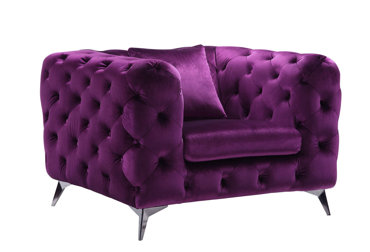 Fabric Atronia Arm Chair with Button-Tufted Backrest - Blue or Purple