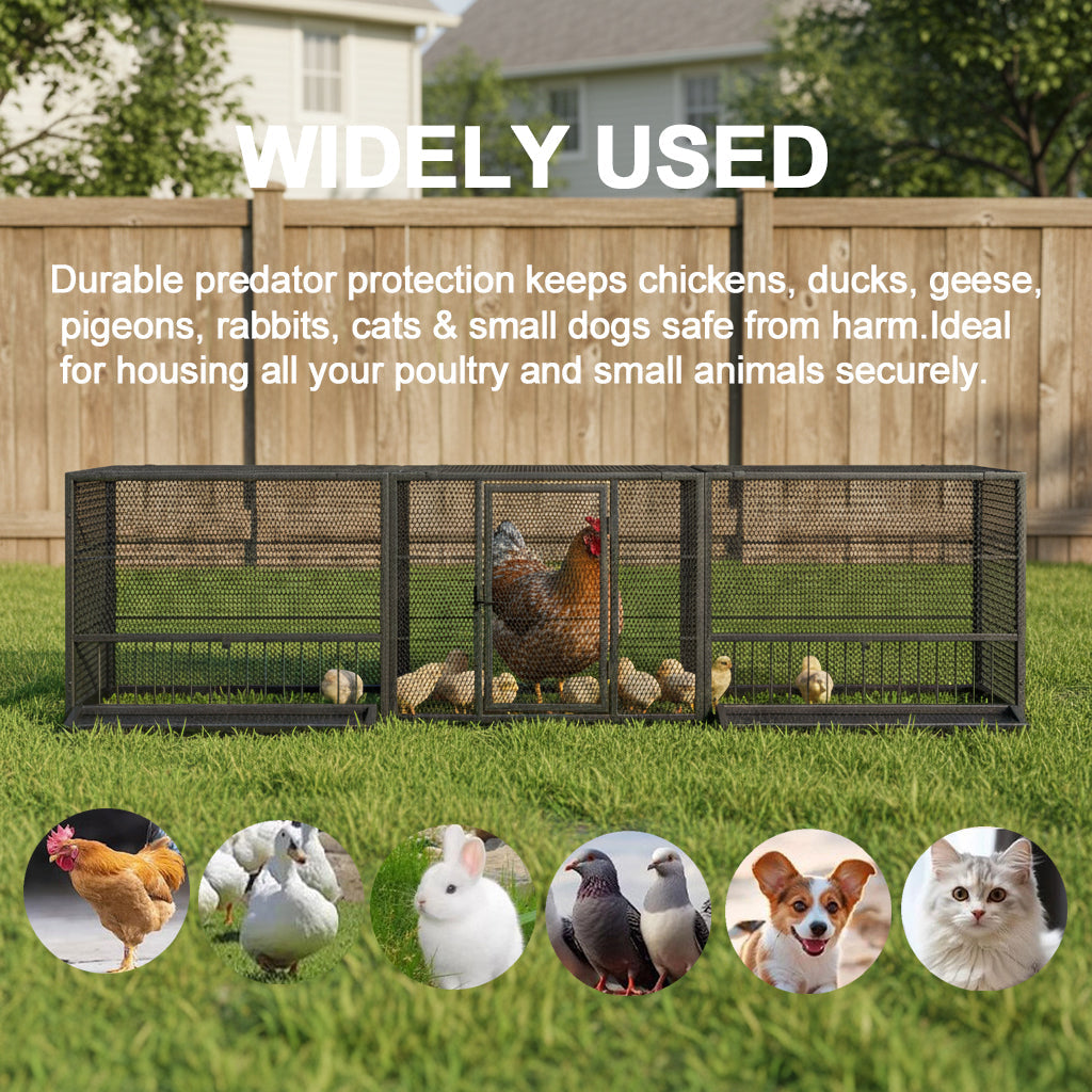 83" Thickened Galvanized Chicken Coop with Mesh Sides - Silver