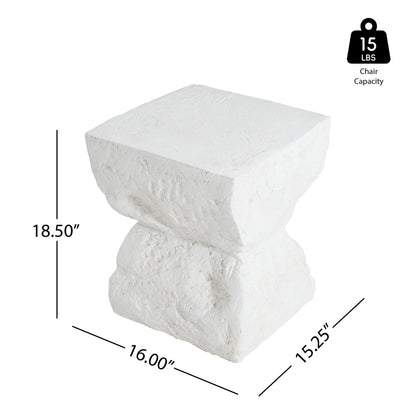Cleo Modern Outdoor Side Table with Weather-Resistant MGO - Matte White