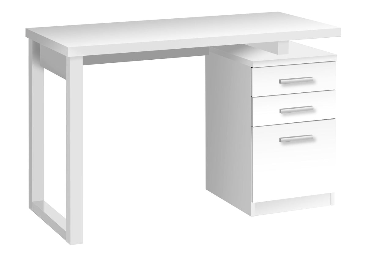 Computer Desk for Home Office with Reversible Storage Drawers - Black or White