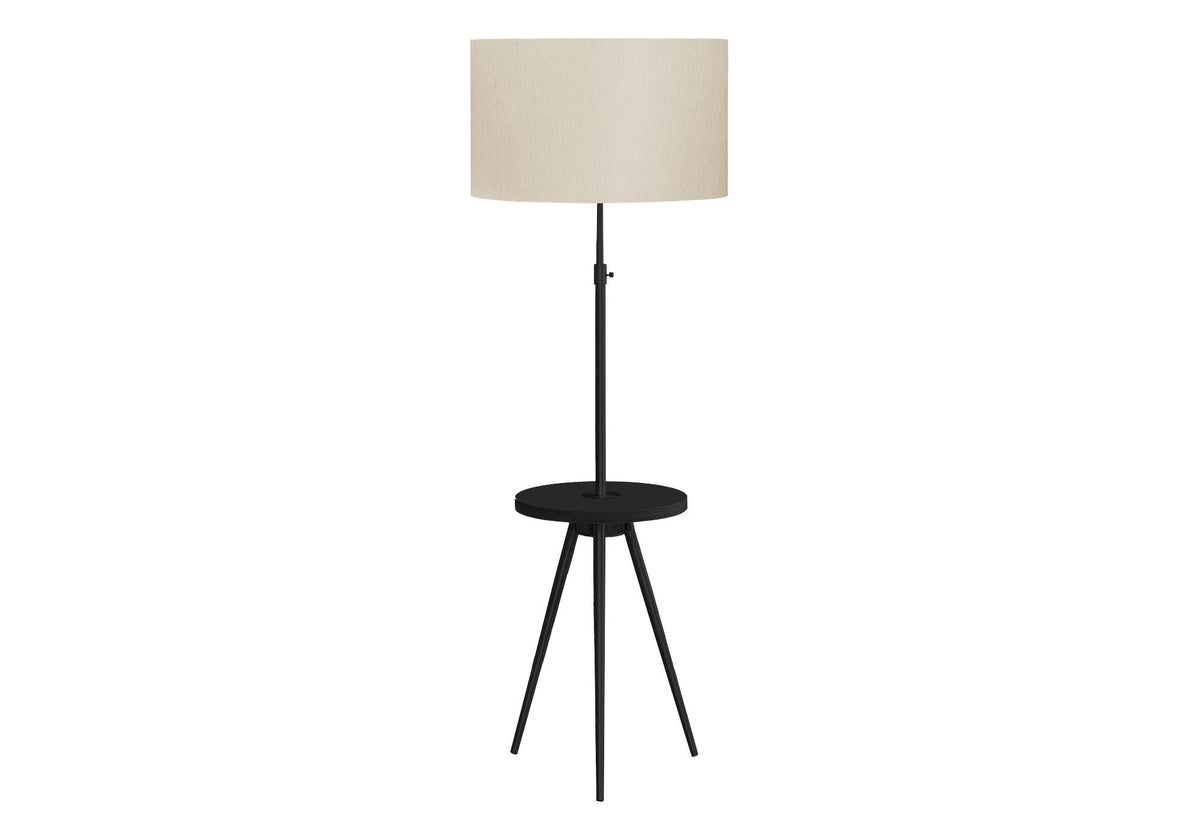 Modern Floor Lamp with Adjustable Height and Built-In Shelf - Black or Gold