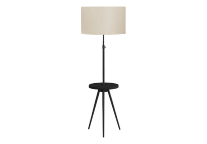 Modern Floor Lamp with Adjustable Height and Built-In Shelf - Black or Gold