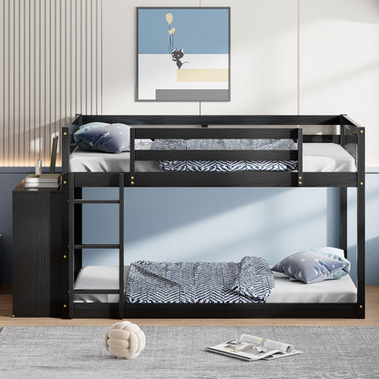 Bunk Bed With 4 Drawers and 3 Shelves - Solid Pine Wood