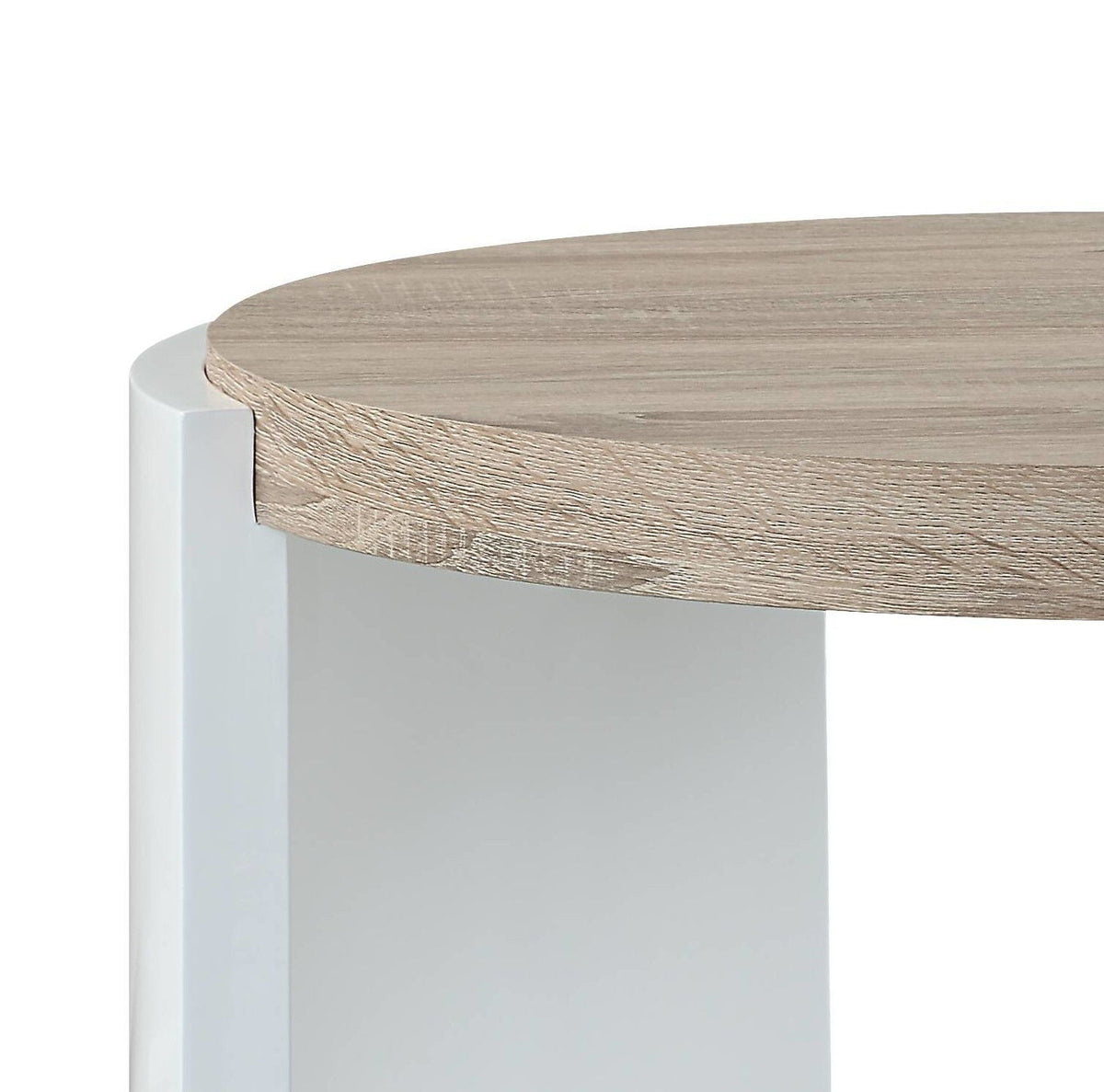High Gloss End Table with Thick Tabletop - Light Brown