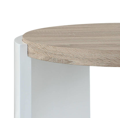 High Gloss End Table with Thick Tabletop - Light Brown