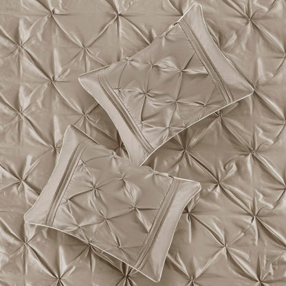 7 Piece Tufted Comforter Set in Taupe