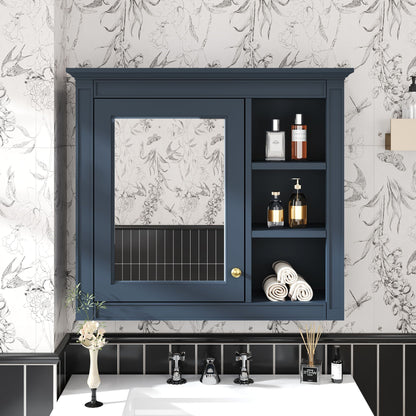 Wall Mounted Medicine Cabinet with Mirror and 3 Open Shelves - Multiple Colors