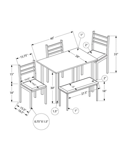 Contemporary 5-Piece Rectangular Dining Set - Small