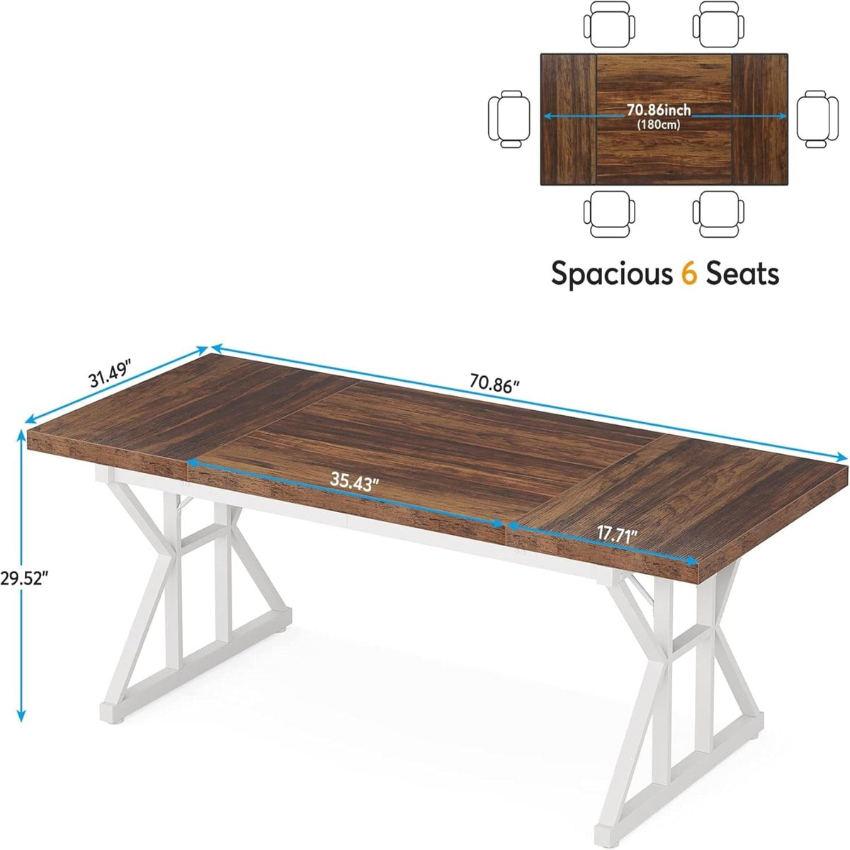 Rectangular Dining Table With X Trestle Metal Legs