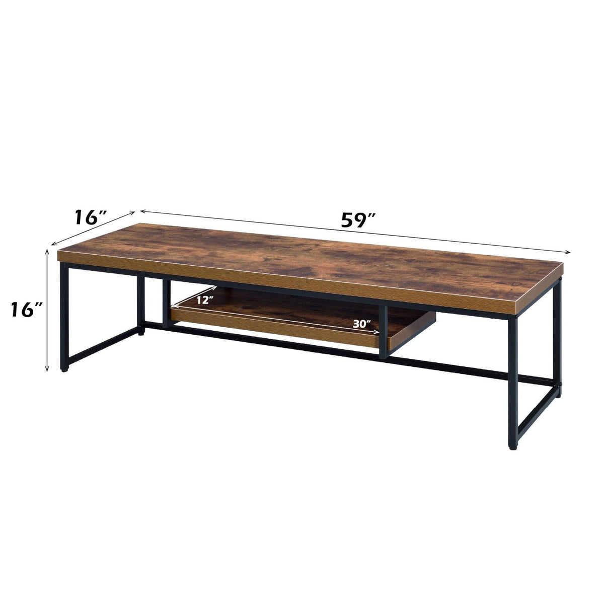 Compact TV Stand with Open Media Shelf - Light Brown or Dark Brown