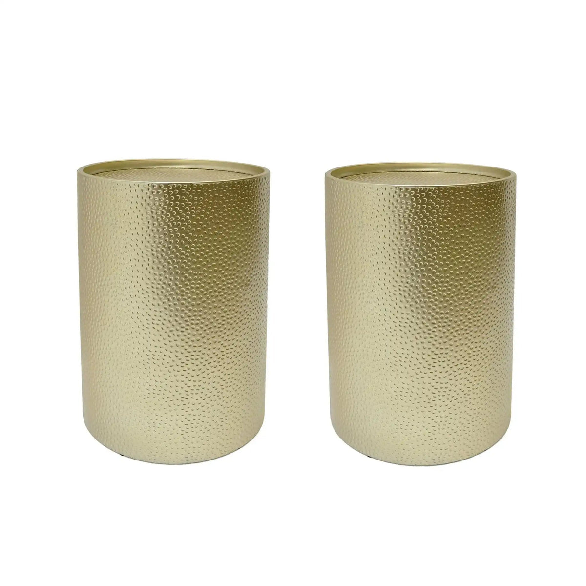 Modern Round Accent Table with Hammered Surface - Pearl Silver or Gold