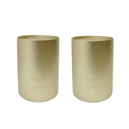 Modern Round Accent Table with Hammered Surface - Pearl Silver or Gold
