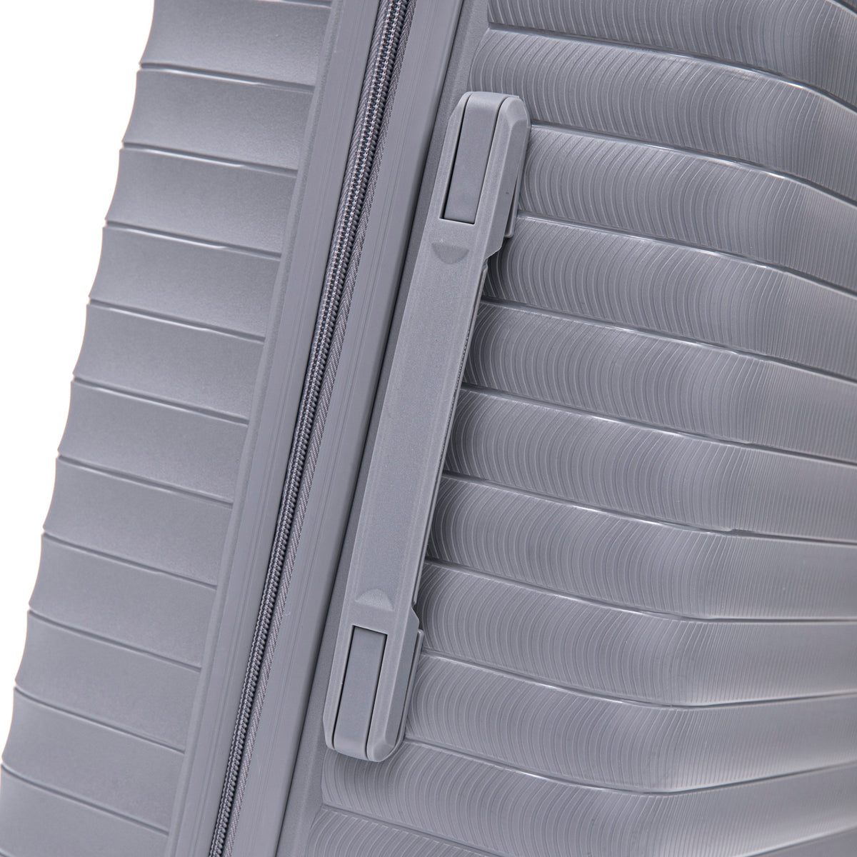 4-Piece Polypropylene Luggage Set with Spinner Wheels and Cosmetic Case - Light Gray