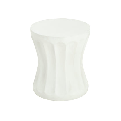 Antique White Concrete Outdoor Side Table with Weather-Resistant Durability