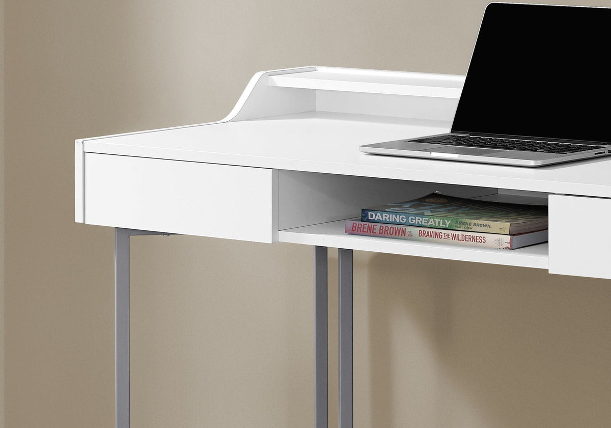 Modern Computer Desk with Ample Storage - White or Dark Brown
