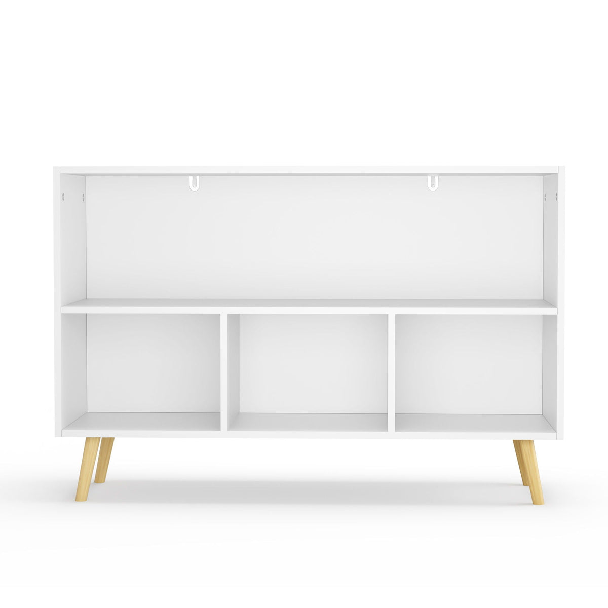 Bookcase With Collapsible Drawers - Modern Storage Shelf - White & Blue
