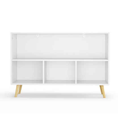 Bookcase With Collapsible Drawers - Modern Storage Shelf - White & Blue