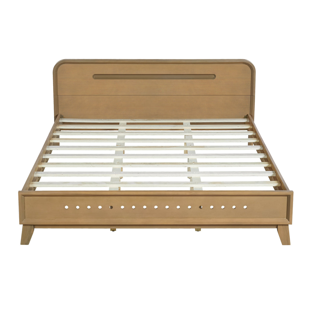 Pine Solid Wood Queen Size Bed in Rustic Yellow