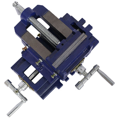 Industrial Quality Cross Slide Vise with Precision Control - Blue